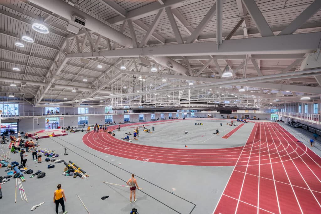UWL Fieldhouse indoor track and field area designed by HSR
