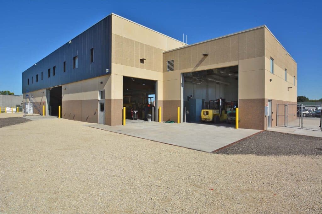 Exterior image of WTC Diesel Heavy Equipment Addition Garage Rear Entrance