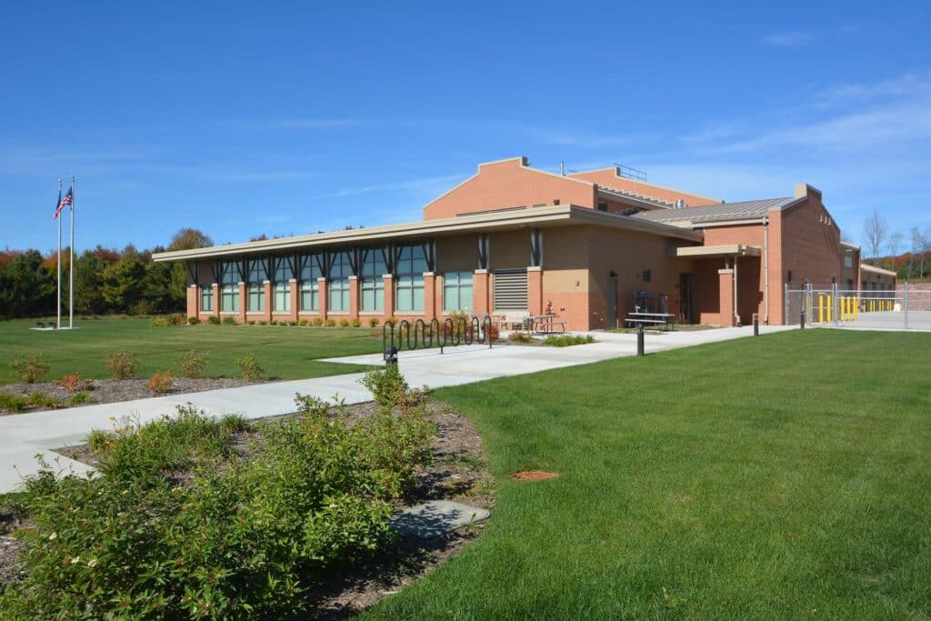 Outside Exterior Front of Wausau Field Maintenance Center designed by HSR