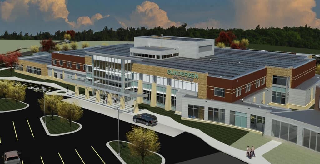 Conceptual image of exterior of GHS Tomah Clinic designed by HSR