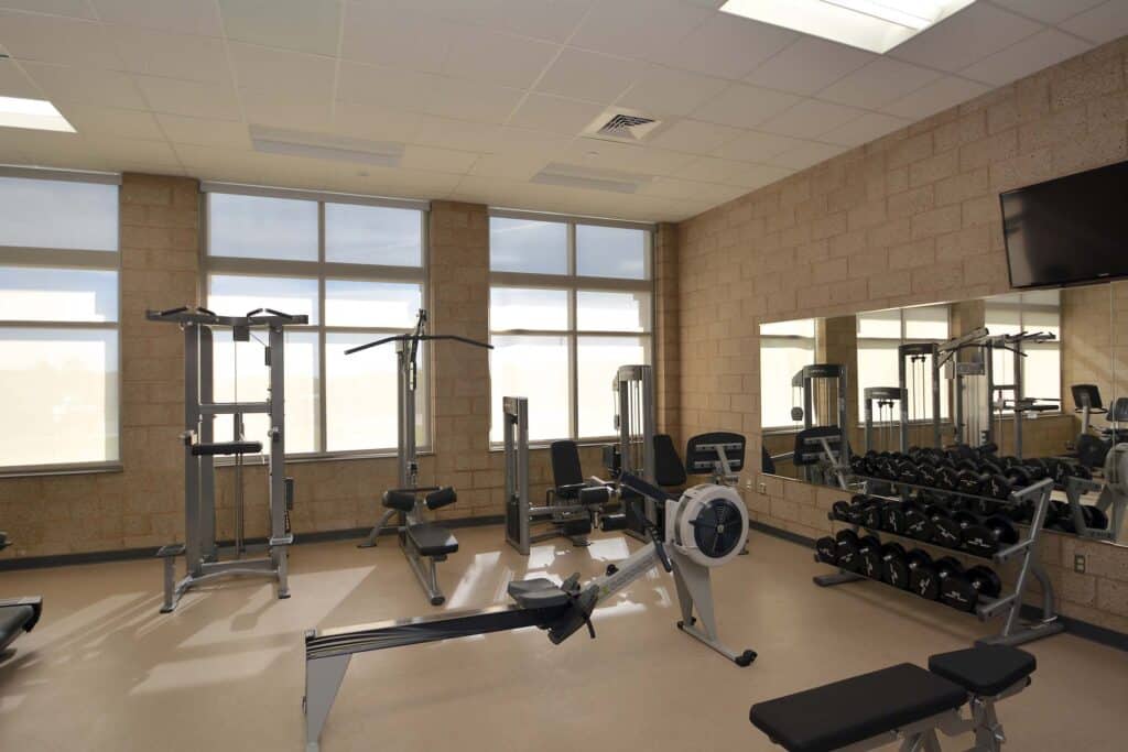 Fitness Room in Wausau Field Maintenance Center designed by HSR