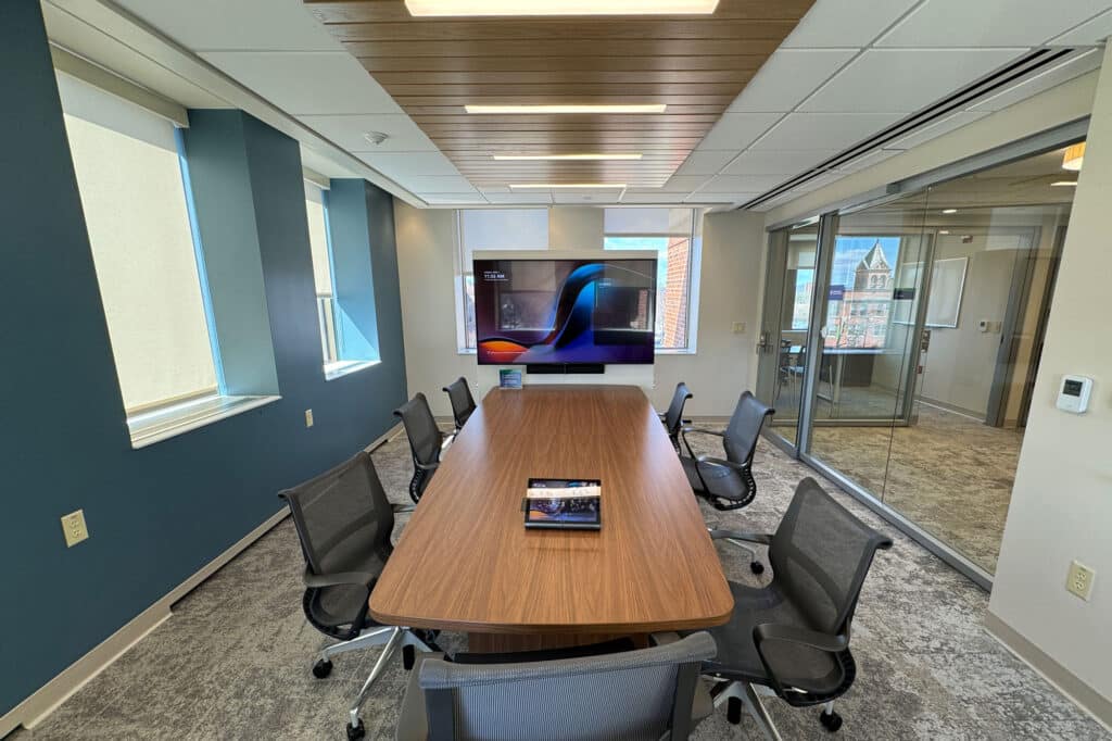 Small conference room with glass wall