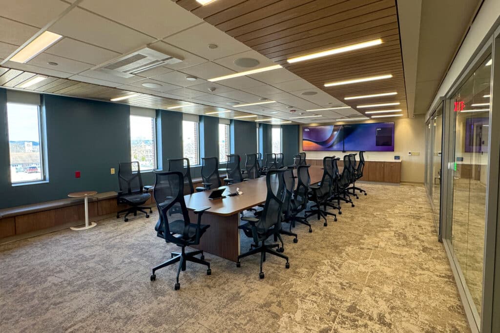 Large conference room with glass walls