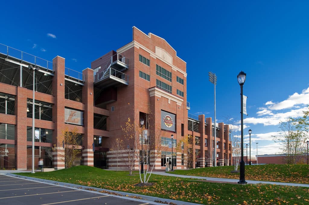 UWL Stadium exterior image from parking lot