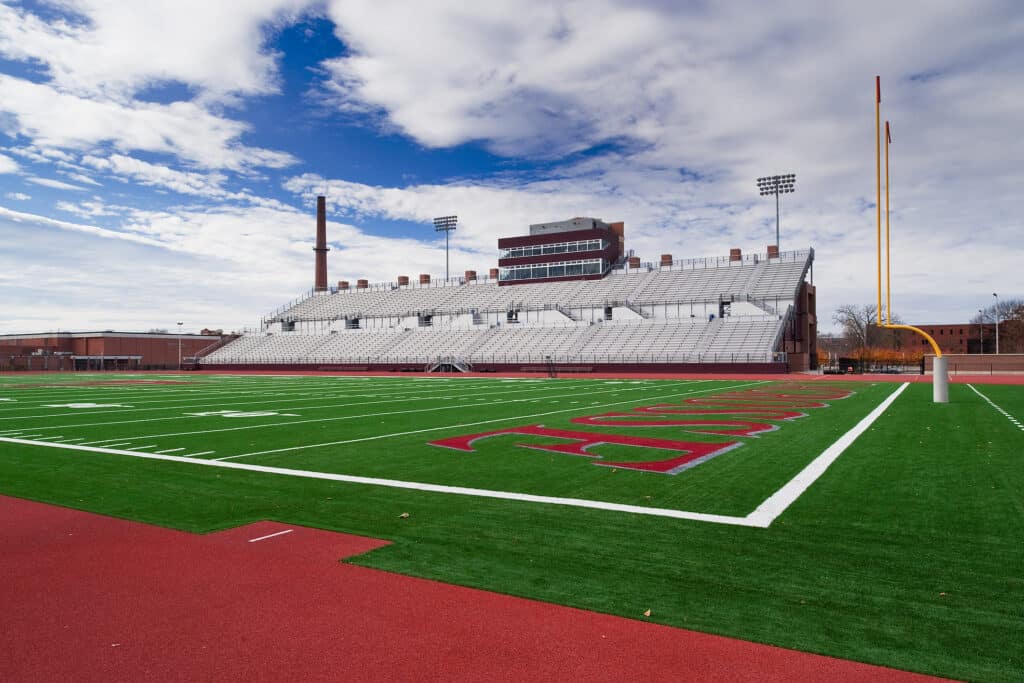 UWL Stadium exterior view looking toward the stands