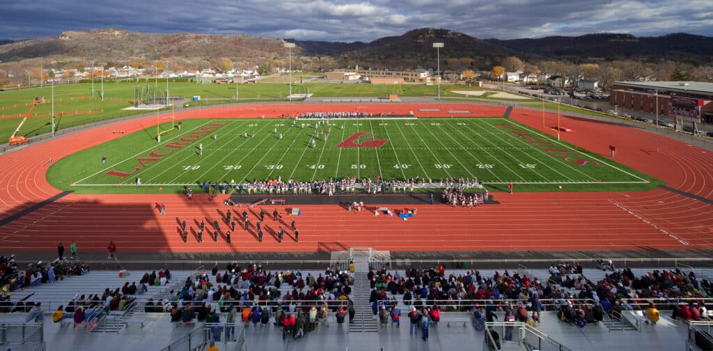 UWL Stadium exterior image of the full field taken from the stands