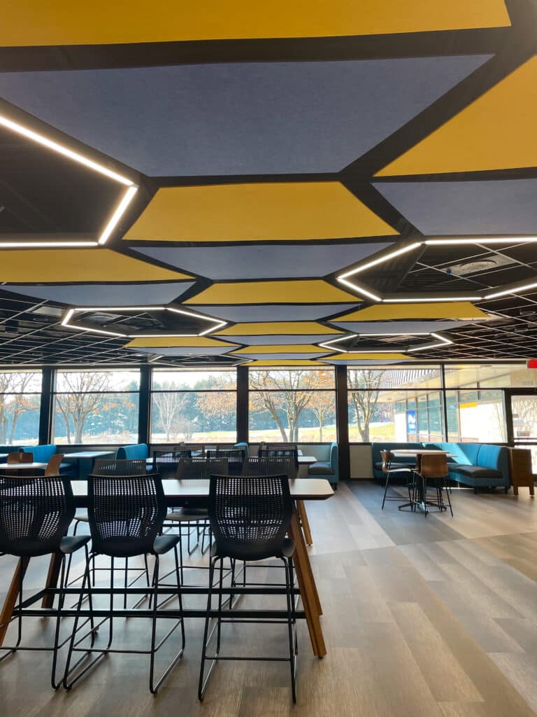 HSR interior dining renovation showing ample natural light from large exterior windows