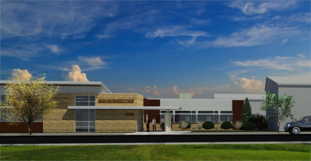 Fowler & Hammer Exterior Rendering Image with new addition