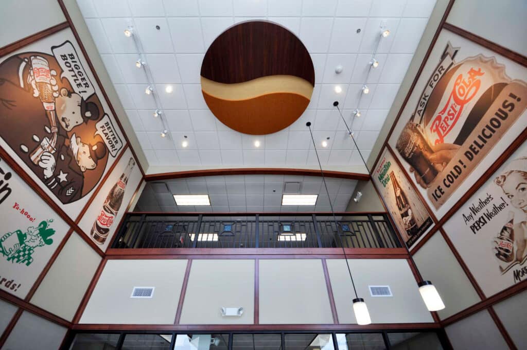 Pepsi inside ceiling detail in lobby
