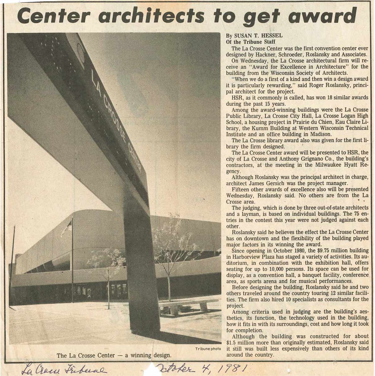 LaCrosse-Civic-Center HSR award for civic center