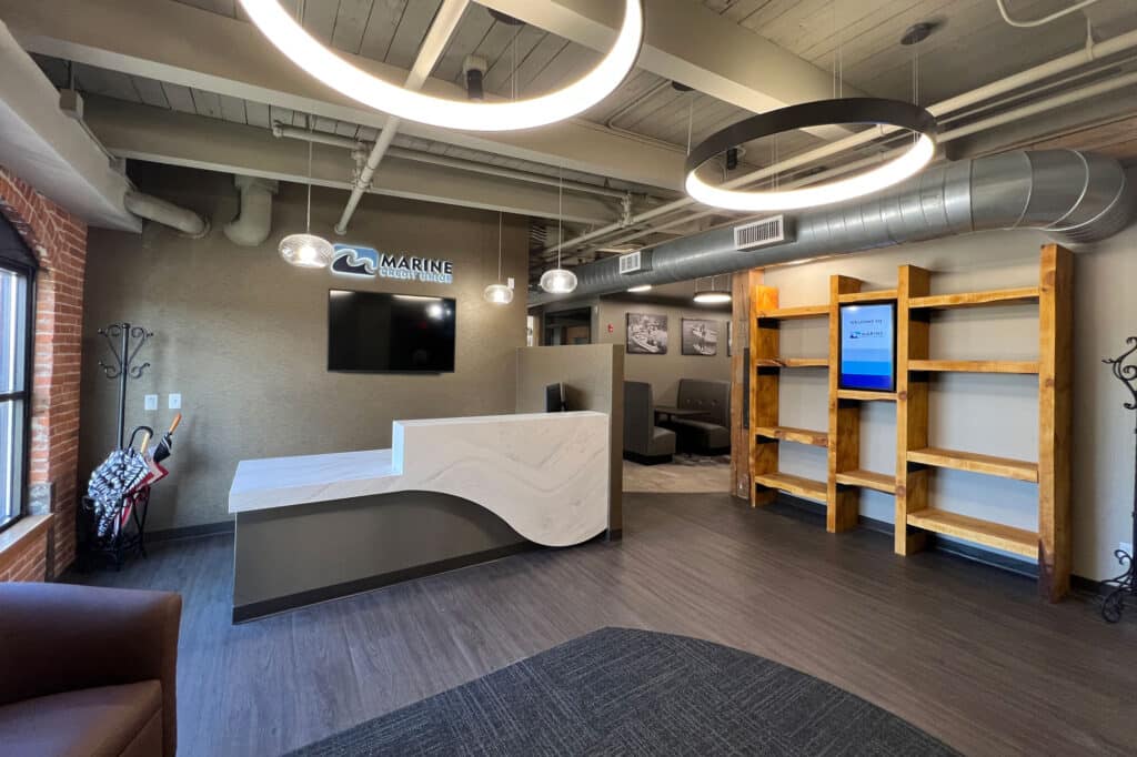 Marine Credit Union renovation lobby area