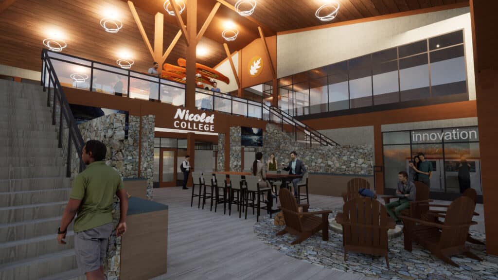 Nicolet College Campus Master Planning Interior Renderings designed by HSR