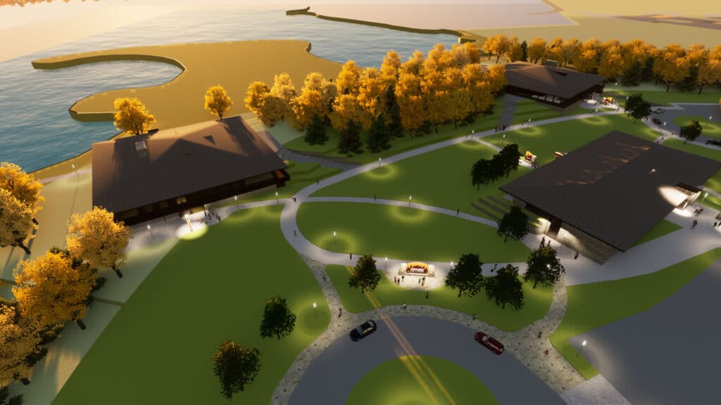 Aerial view of Nicolet College Campus Master Planning by HSR