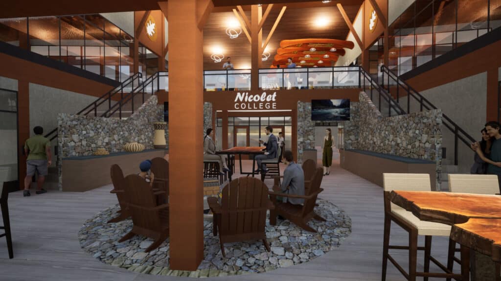 Nicolet College Campus Master Planning Interior Renderings designed by HSR