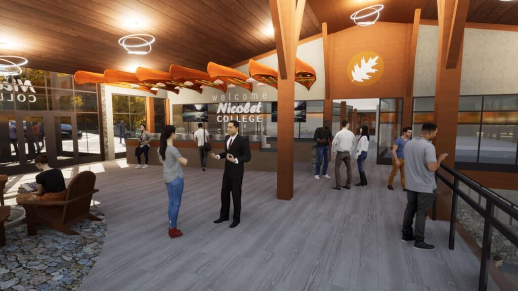 Nicolet College Campus Master Planning Interior Renderings designed by HSR