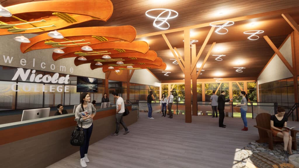 Nicolet College Campus Master Planning Interior Renderings designed by HSR