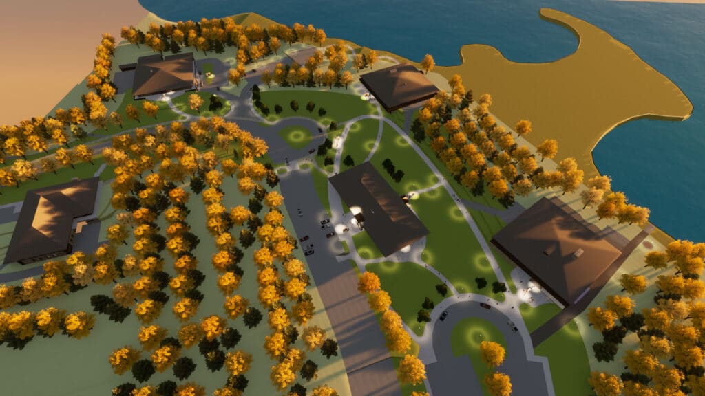 Aerial view of Nicolet College Campus Master Planning by HSR