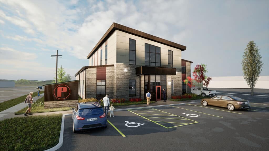 People's State Bank Waukon Exterior Front Entry Rendering