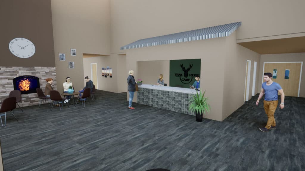 Trail Ridge Interior Rendering of Lobby designed by HSR