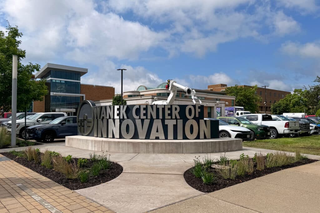 WTC Wanek Innovation Center Unique Exterior parking lot sign