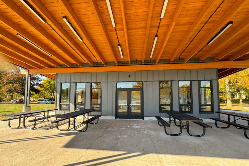 Park Shelter under canopy Designed by HSR in Weigent Park La Crosse, WI