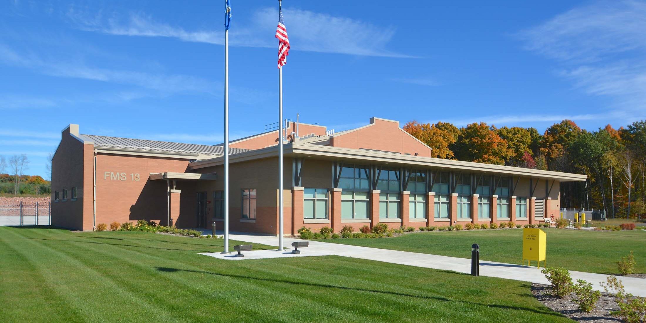 Outside Exterior Front of Wausau Field Maintenance Center designed by HSR